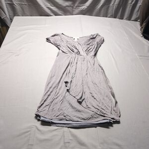 LOFT Gray Asymmetrical‎ Flutter Sleeve Sundress Tieback